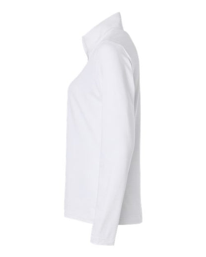 adidas A709 Women's Textured Stripe Quarter-Zip Pullover - White - DirectSide