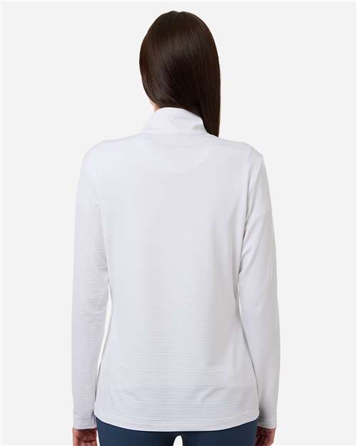 adidas A709 Women's Textured Stripe Quarter-Zip Pullover - White - OnModelBack
