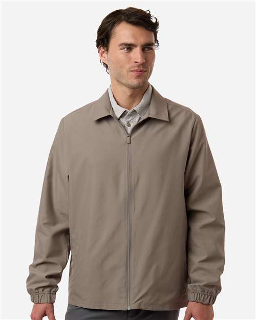 adidas A714 Men's Lifestyle Full-Zip Jacket - Putty Beige - OnModelFront