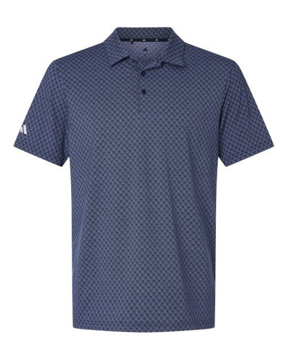 adidas A716 Men's 4-Way Stretch Printed Polo - Collegiate Navy - Front