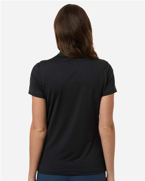 adidas A717 Women's 4-Way Stretch Printed Polo - Carbon - OnModelBack