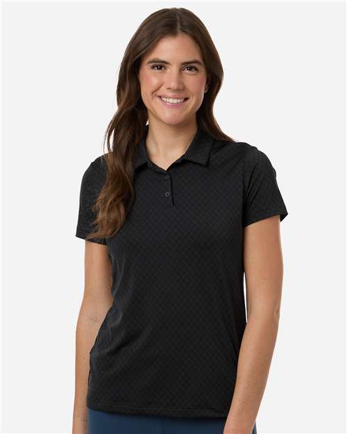 adidas A717 Women's 4-Way Stretch Printed Polo - Carbon - OnModelFront