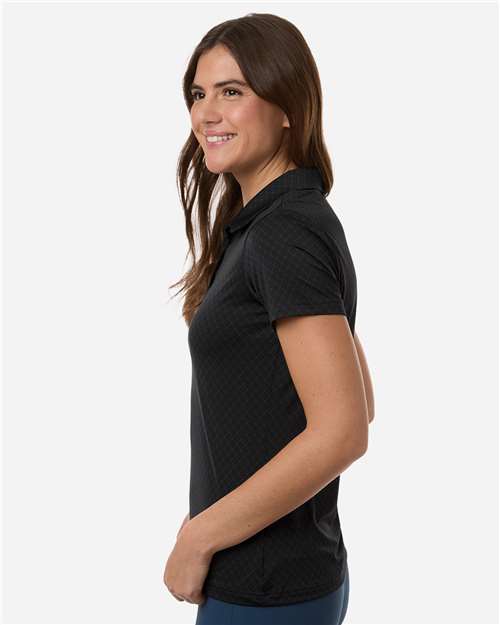 adidas A717 Women's 4-Way Stretch Printed Polo - Carbon - OnModelSide