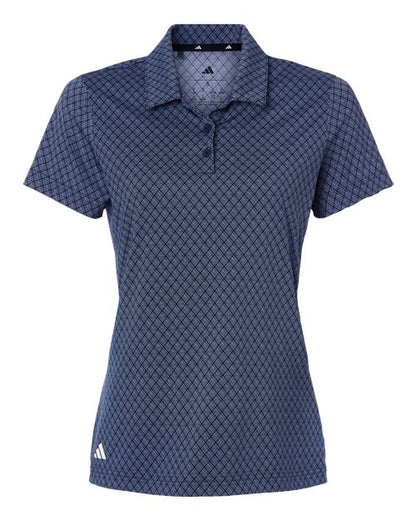 adidas A717 Women's 4-Way Stretch Printed Polo - Collegiate Navy - Front