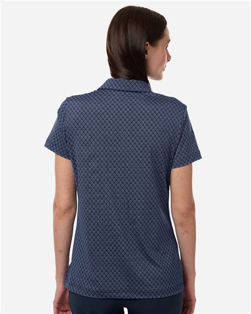 adidas A717 Women's 4-Way Stretch Printed Polo - Collegiate Navy - OnModelBack