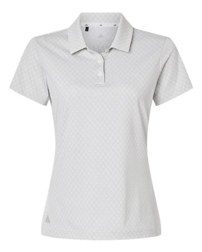 adidas A717 Women's 4-Way Stretch Printed Polo - White - Front