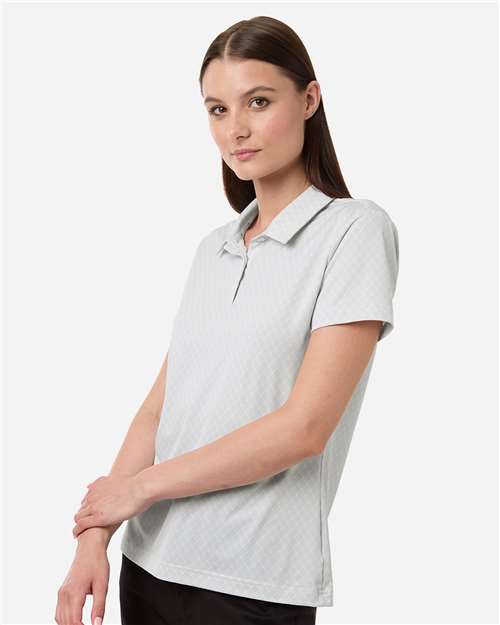 adidas A717 Women's 4-Way Stretch Printed Polo - White - OnModelSide