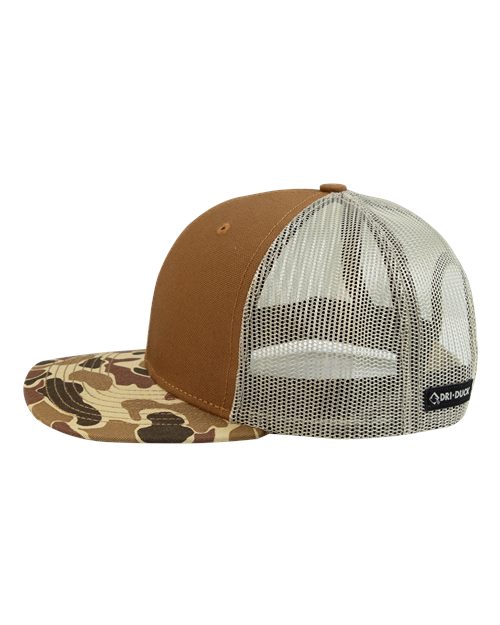 DRI DUCK 3091 Ridge Trucker Cap - Saddle/ Duck Camo - DirectSide