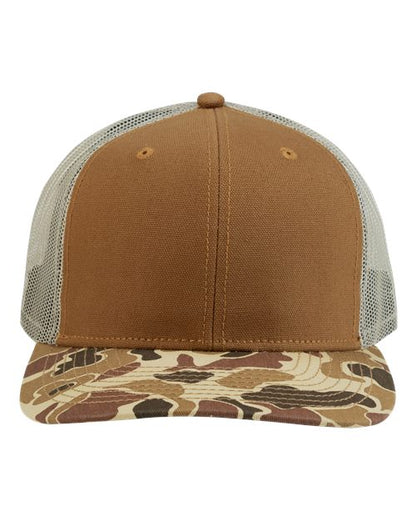 DRI DUCK 3091 Ridge Trucker Cap - Saddle/ Duck Camo - Front