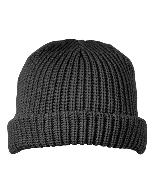 Big Accessories BA698 Dock Cuffed Beanie - Black - Front