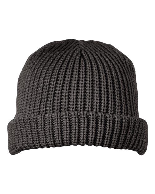 Big Accessories BA698 Dock Cuffed Beanie - Charcoal - Front
