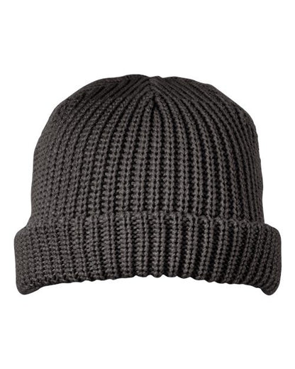 Big Accessories BA698 Dock Cuffed Beanie - Charcoal - Front