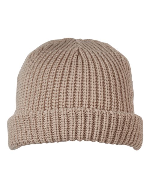 Big Accessories BA698 Dock Cuffed Beanie - Khaki - Front