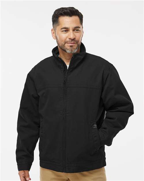 DRI DUCK 5028T Men's Tall Maverick Boulder Cloth™ Jacket with Blanket Lining - Black - OnModelFront