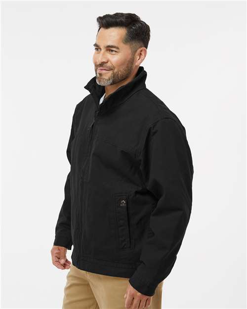 DRI DUCK 5028T Men's Tall Maverick Boulder Cloth™ Jacket with Blanket Lining - Black - OnModelSide