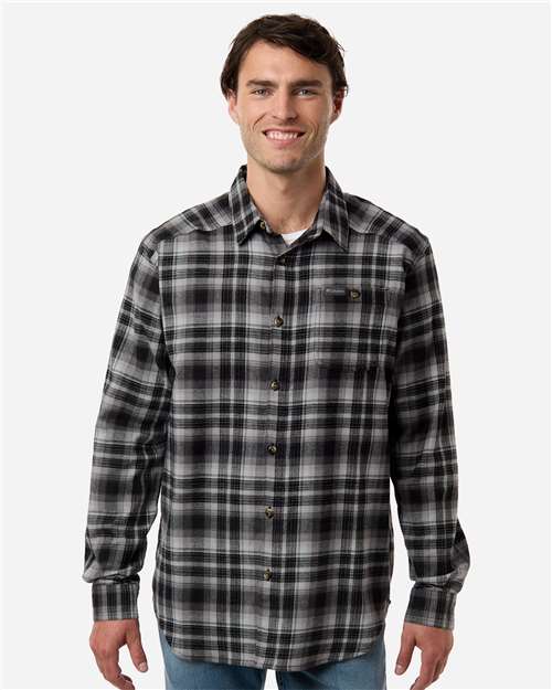 Columbia 161795 Men's Cornell Woods™ Flannel Shirt - Black Backland Tartan - OnModelFront