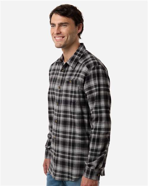 Columbia 161795 Men's Cornell Woods™ Flannel Shirt - Black Backland Tartan - OnModelSide