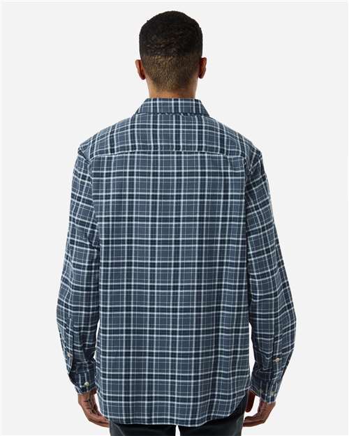 Columbia 161795 Men's Cornell Woods™ Flannel Shirt - Dark Mountain Quad Check - OnModelBack