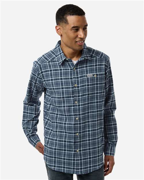 Columbia 161795 Men's Cornell Woods™ Flannel Shirt - Dark Mountain Quad Check - OnModelFront