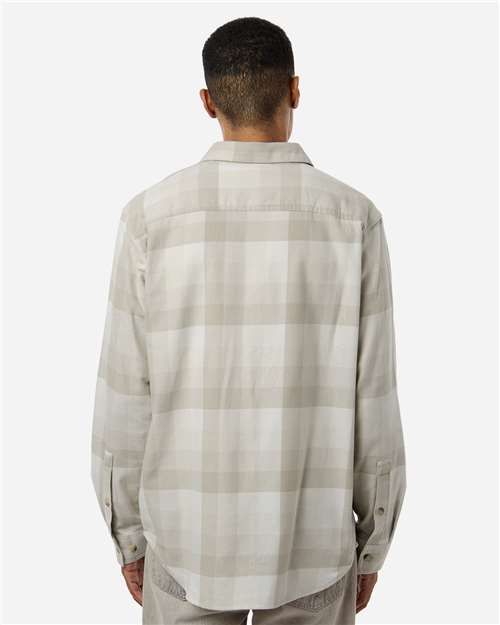 Columbia 161795 Men's Cornell Woods™ Flannel Shirt - Dark Stone Multi Buffalo Check - OnModelBack