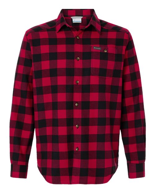 Columbia 161795 Men's Cornell Woods™ Flannel Shirt - Mountain Red Buffalo Check - Front