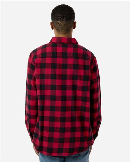 Columbia 161795 Men's Cornell Woods™ Flannel Shirt - Mountain Red Buffalo Check - OnModelBack