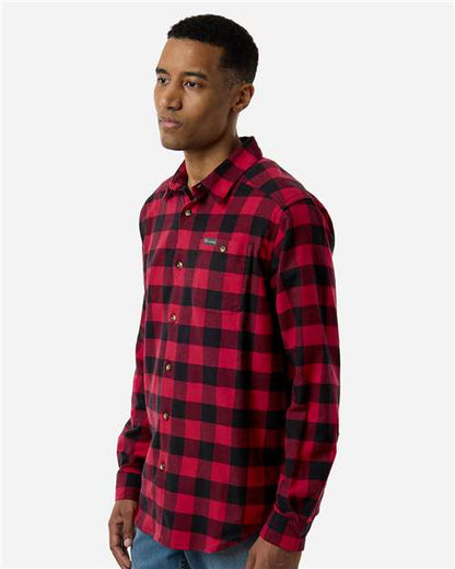 Columbia 161795 Men's Cornell Woods™ Flannel Shirt - Mountain Red Buffalo Check - OnModelSide