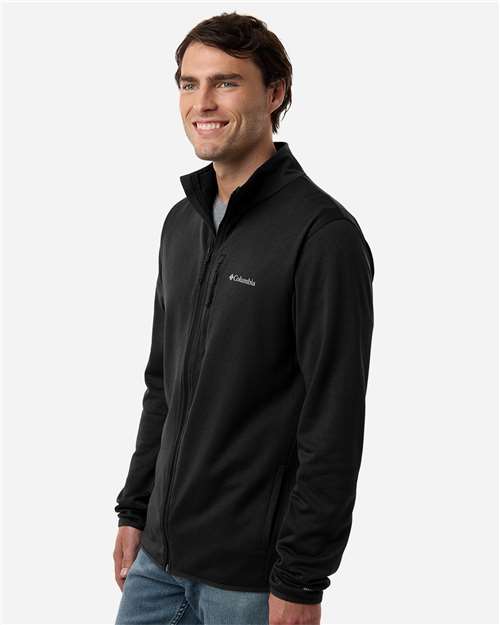 Columbia 213684 Men's Essential Hike™ Grid Fleece Full-Zip - Black - OnModelSide