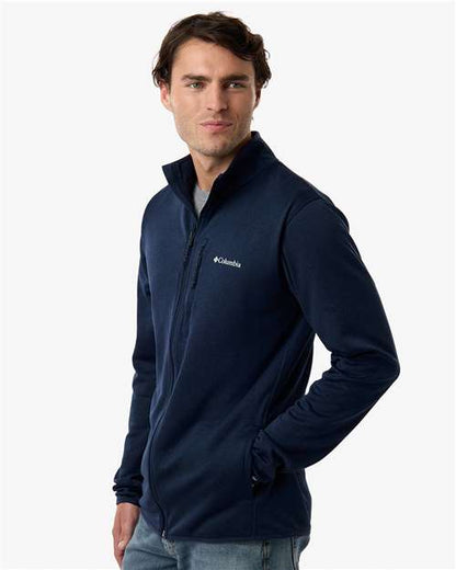 Columbia 213684 Men's Essential Hike™ Grid Fleece Full-Zip - Collegiate Navy - OnModelSide