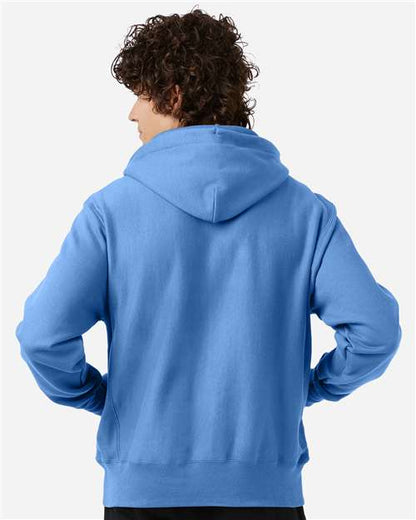 Champion S101 Unisex Reverse Weave® Hooded Sweatshirt - Light Blue - OnModelBack