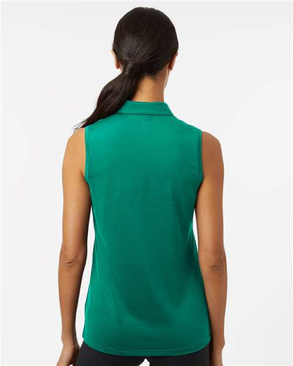 adidas A1005 Women's Ottoman Sleeveless Polo - Pure Teal - OnModelBack