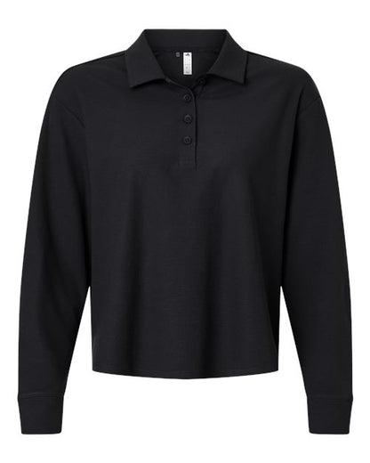 adidas A1008 Women's Beyond Long Sleeve Loose Polo - Black - Front