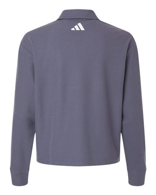 adidas A1008 Women's Beyond Long Sleeve Loose Polo - Preloved Violet - Back