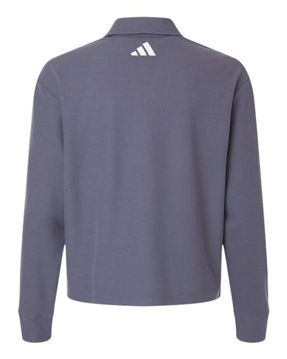 adidas A1008 Women's Beyond Long Sleeve Loose Polo - Preloved Violet - Back