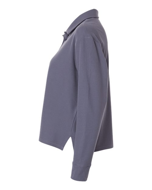 adidas A1008 Women's Beyond Long Sleeve Loose Polo - Preloved Violet - DirectSide