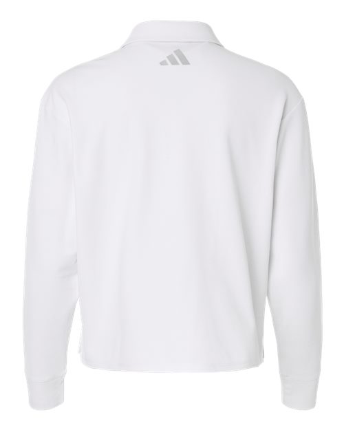 adidas A1008 Women's Beyond Long Sleeve Loose Polo - White - Back