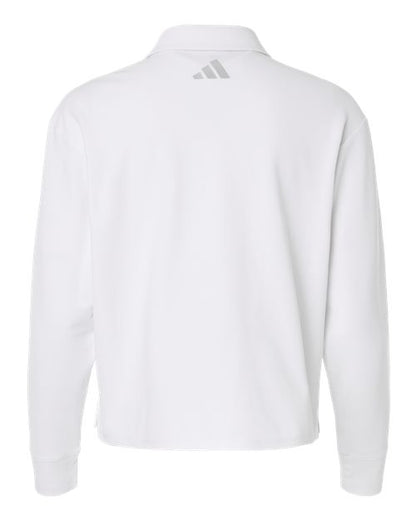 adidas A1008 Women's Beyond Long Sleeve Loose Polo - White - Back
