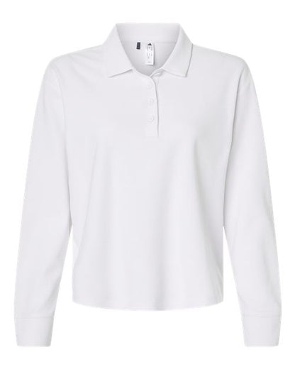 adidas A1008 Women's Beyond Long Sleeve Loose Polo - White - Front