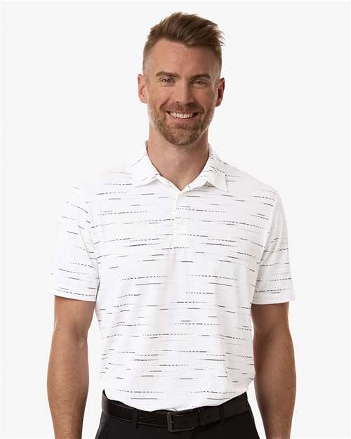adidas A2015 Men's Ultimate365 Mesh Glimmer Print Polo - Clear Pink - OnModelFront