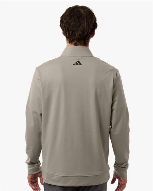 adidas A2017 Men's Ultimate365 Classic Quarter-Zip Pullover - Putty Beige - OnModelBack