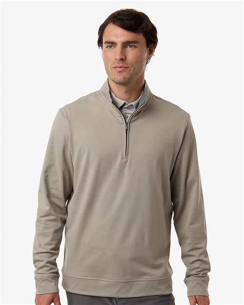 adidas A2017 Men's Ultimate365 Classic Quarter-Zip Pullover - Putty Beige - OnModelFront