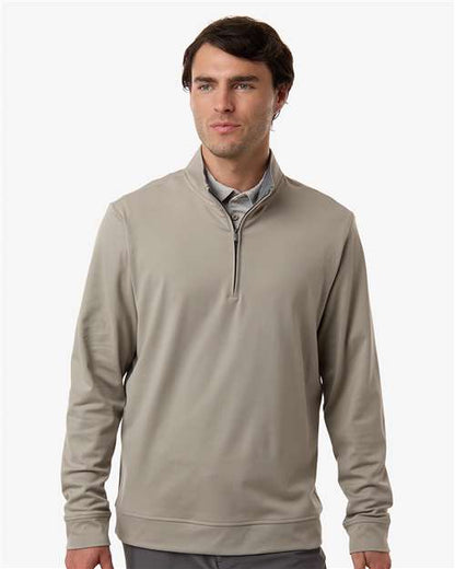 adidas A2017 Men's Ultimate365 Classic Quarter-Zip Pullover - Putty Beige - OnModelFront