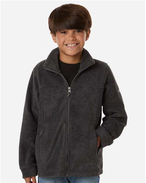 Columbia 212479 Youth Steens Mountain™ II Fleece Full-Zip Jacket - Charcoal Heather - OnModelFront