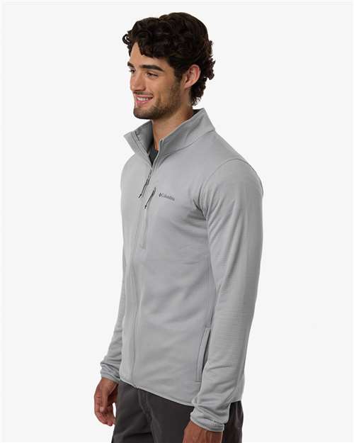 Columbia 213684 Men's Essential Hike™ Grid Fleece Full-Zip - Columbia Grey - OnModelSide