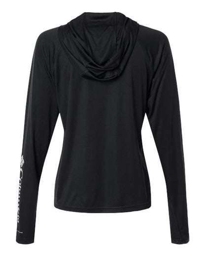 Columbia 216061 Women's PFG Tidal Tee™ Hooded Long Sleeve - Black/ Cool Grey - Back
