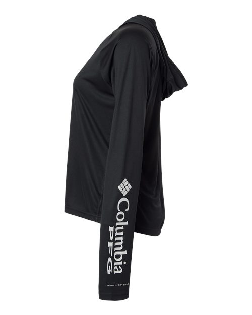 Columbia 216061 Women's PFG Tidal Tee™ Hooded Long Sleeve - Black/ Cool Grey - DirectSide