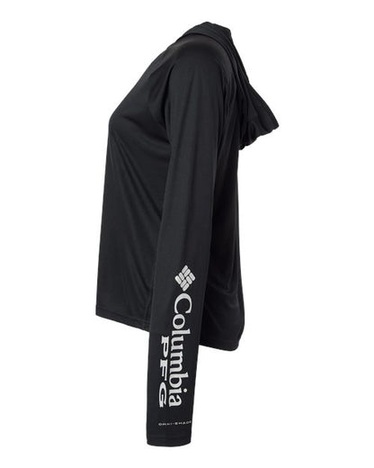 Columbia 216061 Women's PFG Tidal Tee™ Hooded Long Sleeve - Black/ Cool Grey - DirectSide