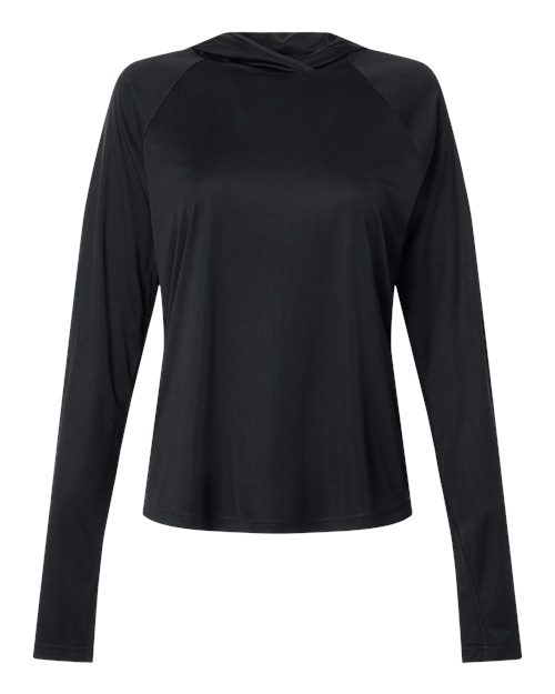 Columbia 216061 Women's PFG Tidal Tee™ Hooded Long Sleeve - Black/ Cool Grey - Front