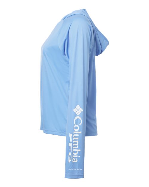 Columbia 216061 Women's PFG Tidal Tee™ Hooded Long Sleeve - White Cap/ White - DirectSide