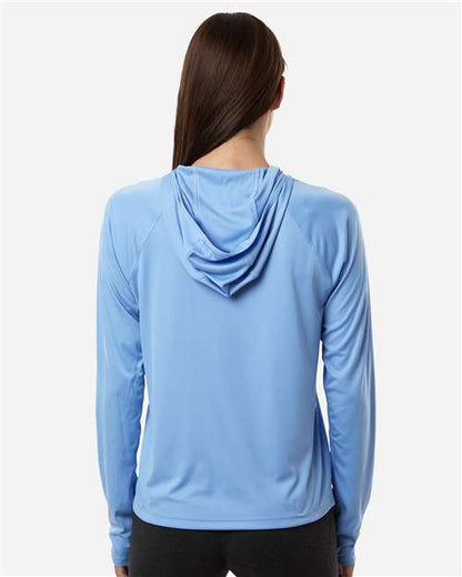 Columbia 216061 Women's PFG Tidal Tee™ Hooded Long Sleeve - White Cap/ White - OnModelBack